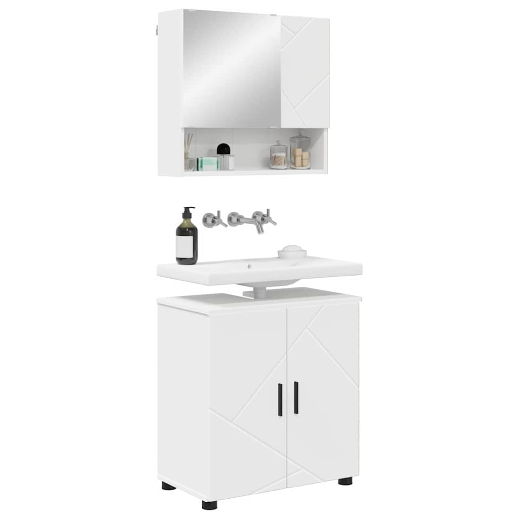 vidaXL Bathroom Furniture Set with Storage 2 pcs White Engineered Wood & Metal