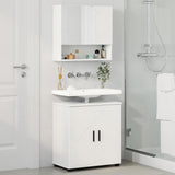 vidaXL Bathroom Furniture Set with Storage 2 pcs White Engineered Wood & Metal