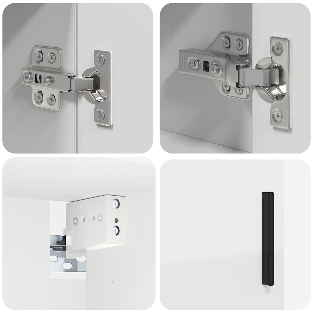 vidaXL Bathroom Furniture Set with Storage 2 pcs White Engineered Wood & Metal
