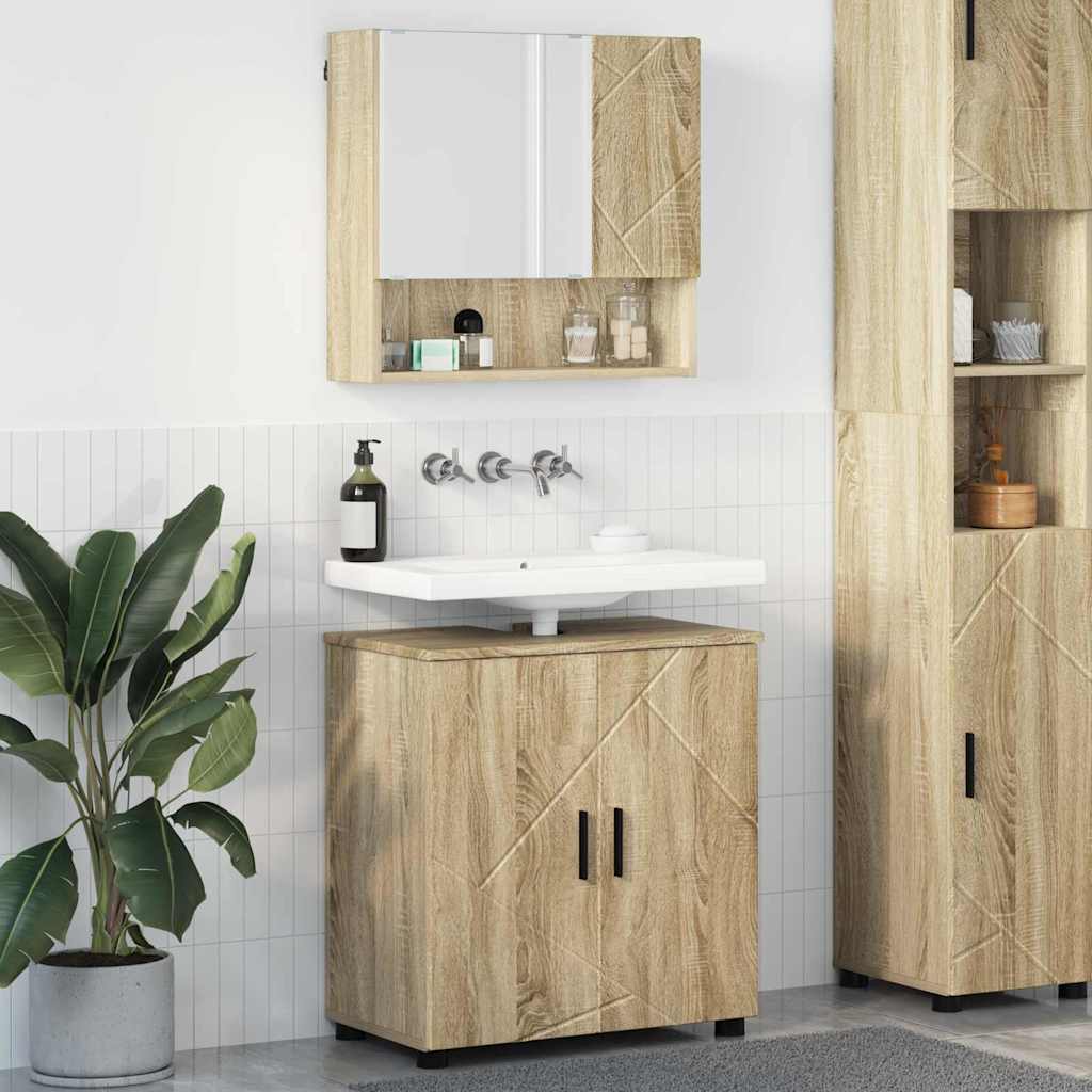 vidaXL Bathroom Furniture Set with Storage 2 pcs White Engineered Wood & Metal