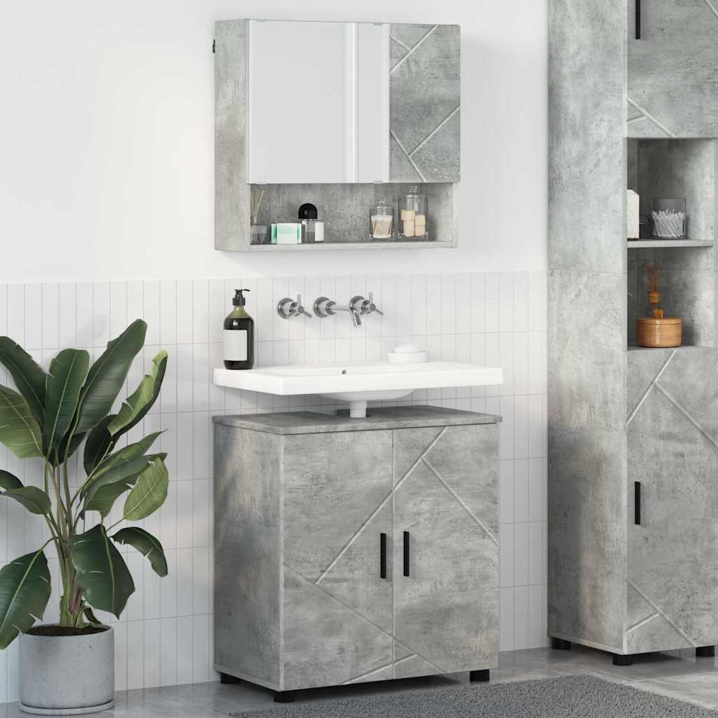 vidaXL Bathroom Furniture Set with Storage 2 pcs White Engineered Wood & Metal