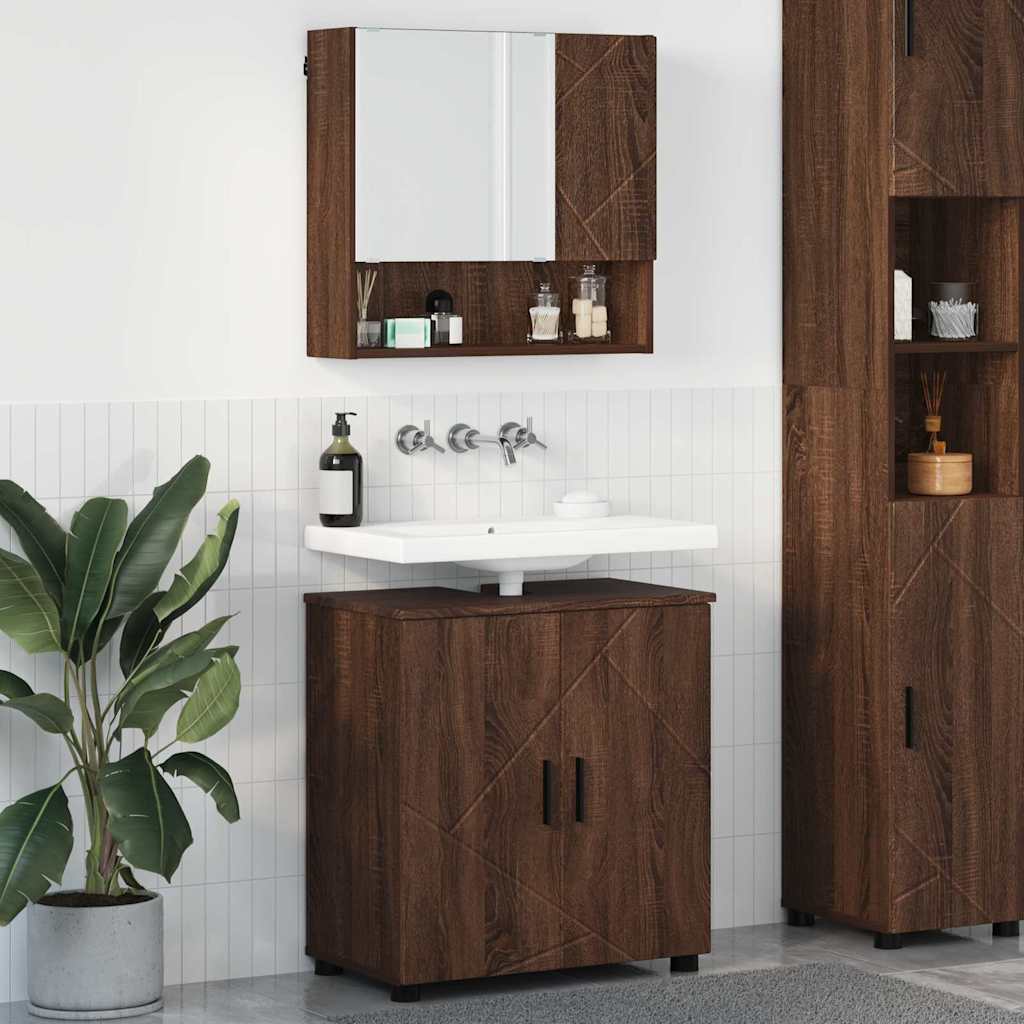 vidaXL Bathroom Furniture Set with Storage 2 pcs White Engineered Wood & Metal