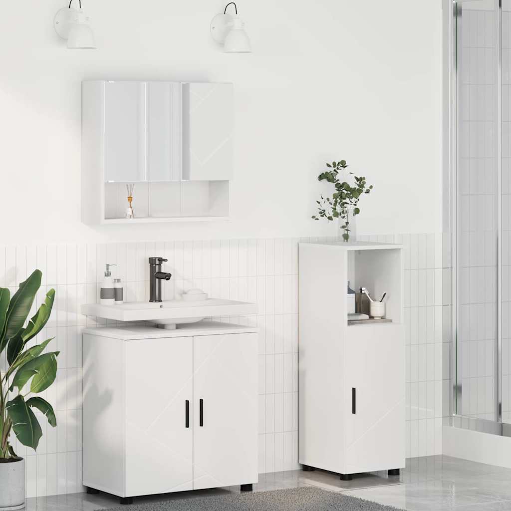 vidaXL Badkamermeubel Set met opslag 3 pcs Wit Bewerkt hout & Metaal