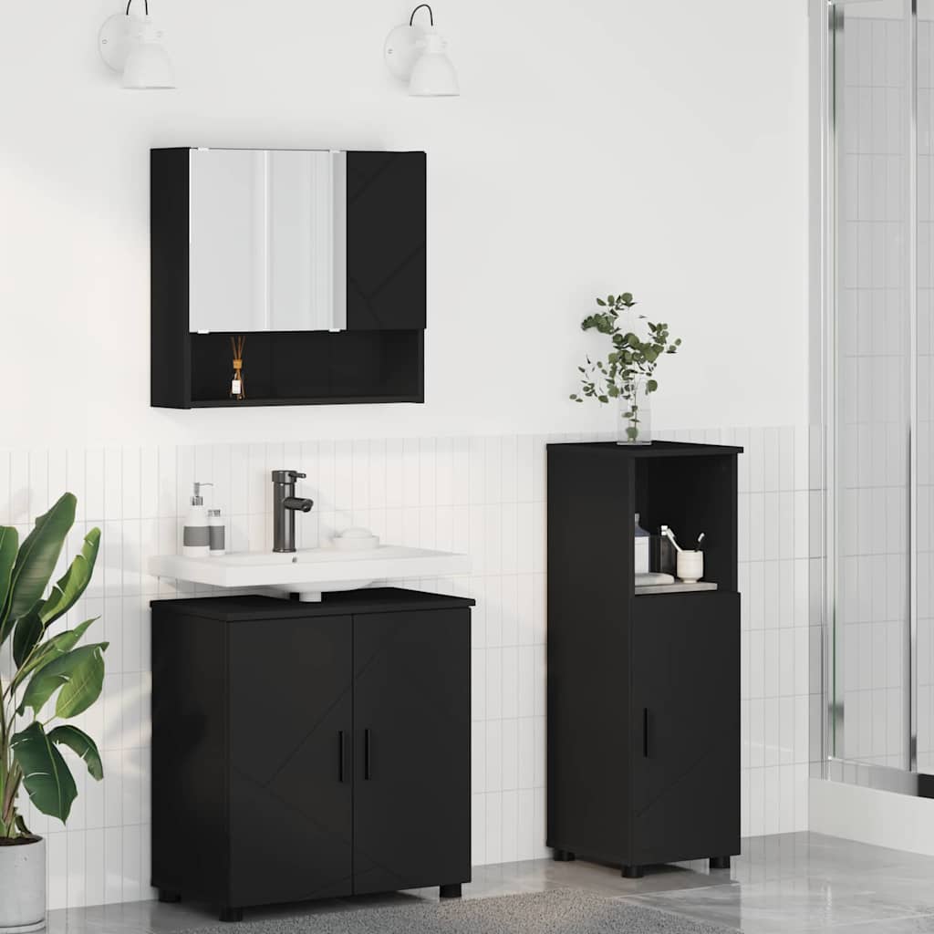 vidaXL Badkamermeubel Set met opslag 3 pcs Wit Bewerkt hout & Metaal