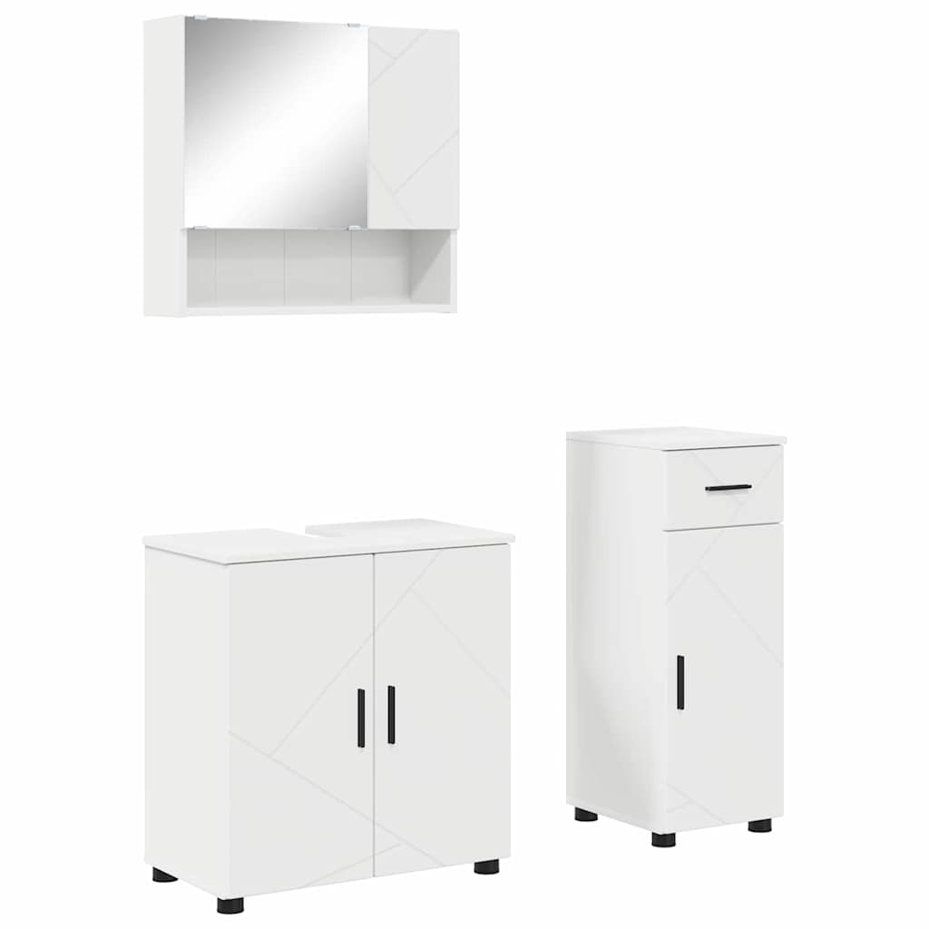 vidaXL Badkamermeubel Set met lade 3 pcs Wit Bewerkt hout & Metaal