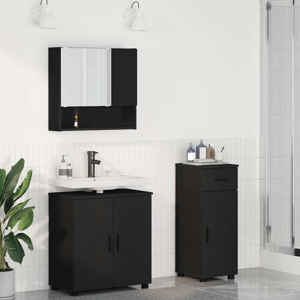 vidaXL Badkamermeubel Set met lade 3 pcs Wit Bewerkt hout & Metaal