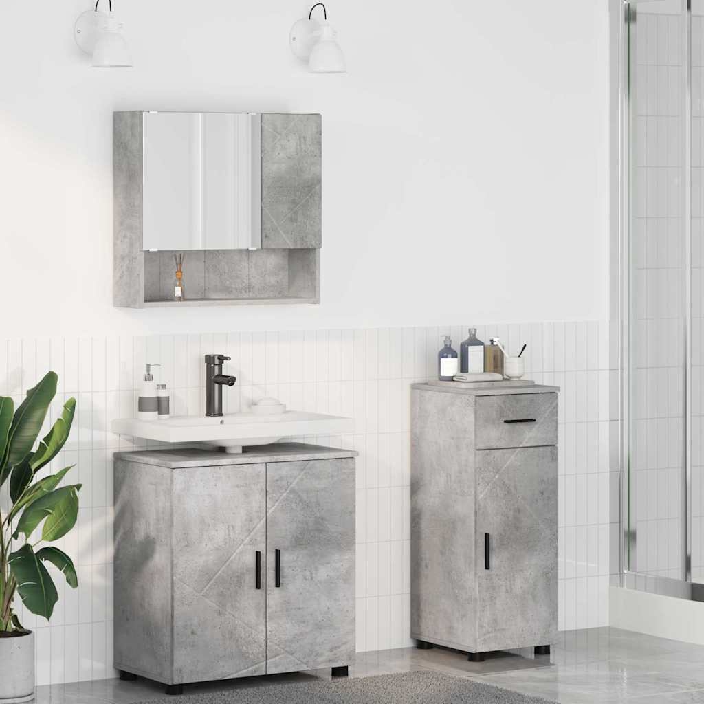 vidaXL Badkamermeubel Set met lade 3 pcs Wit Bewerkt hout & Metaal