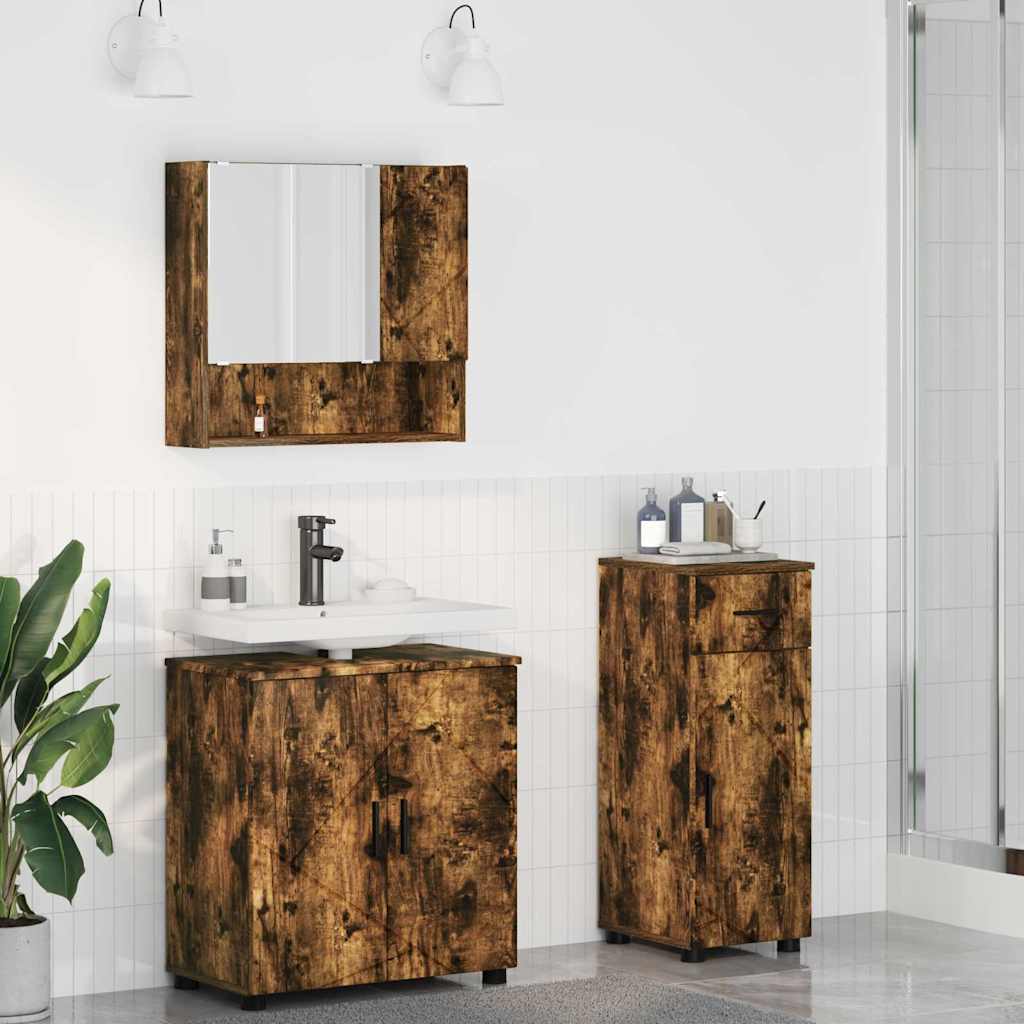vidaXL Badkamermeubel Set met lade 3 pcs Wit Bewerkt hout & Metaal
