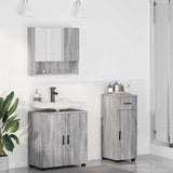 vidaXL Badkamermeubel Set met lade 3 pcs Wit Bewerkt hout & Metaal