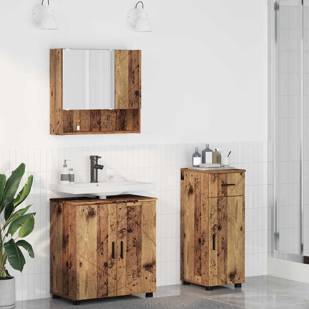 vidaXL Badkamermeubel Set met lade 3 pcs Wit Bewerkt hout & Metaal
