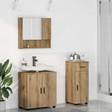 vidaXL Badkamermeubel Set met lade 3 pcs Wit Bewerkt hout & Metaal