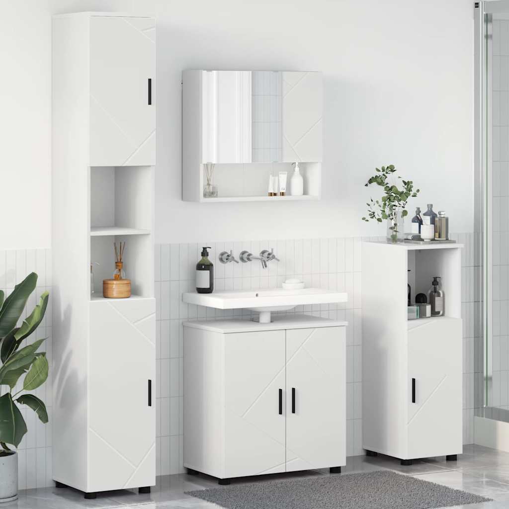 vidaXL Badkamermeubel Set met opslag 4 pcs Wit Bewerkt hout & Metaal