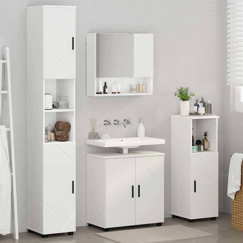 vidaXL Badkamermeubel Set met opslag 4 pcs Wit Bewerkt hout & Metaal