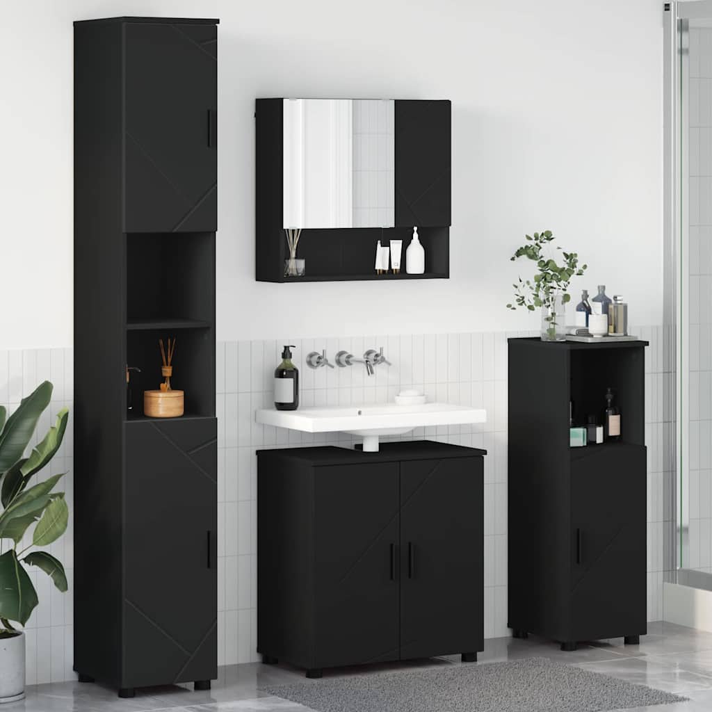 vidaXL Badkamermeubel Set met opslag 4 pcs Wit Bewerkt hout & Metaal