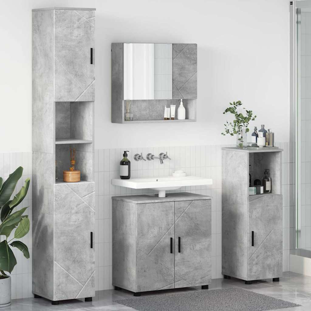 vidaXL Badkamermeubel Set met opslag 4 pcs Wit Bewerkt hout & Metaal