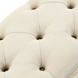 vidaXL Opbergbank 110 cm crèmekleurig massief vurenhout en stof