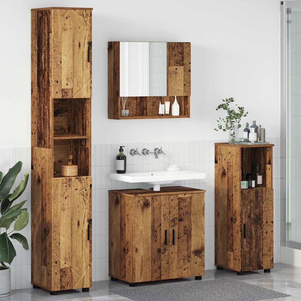 vidaXL Badkamermeubel Set met opslag 4 pcs Wit Bewerkt hout & Metaal