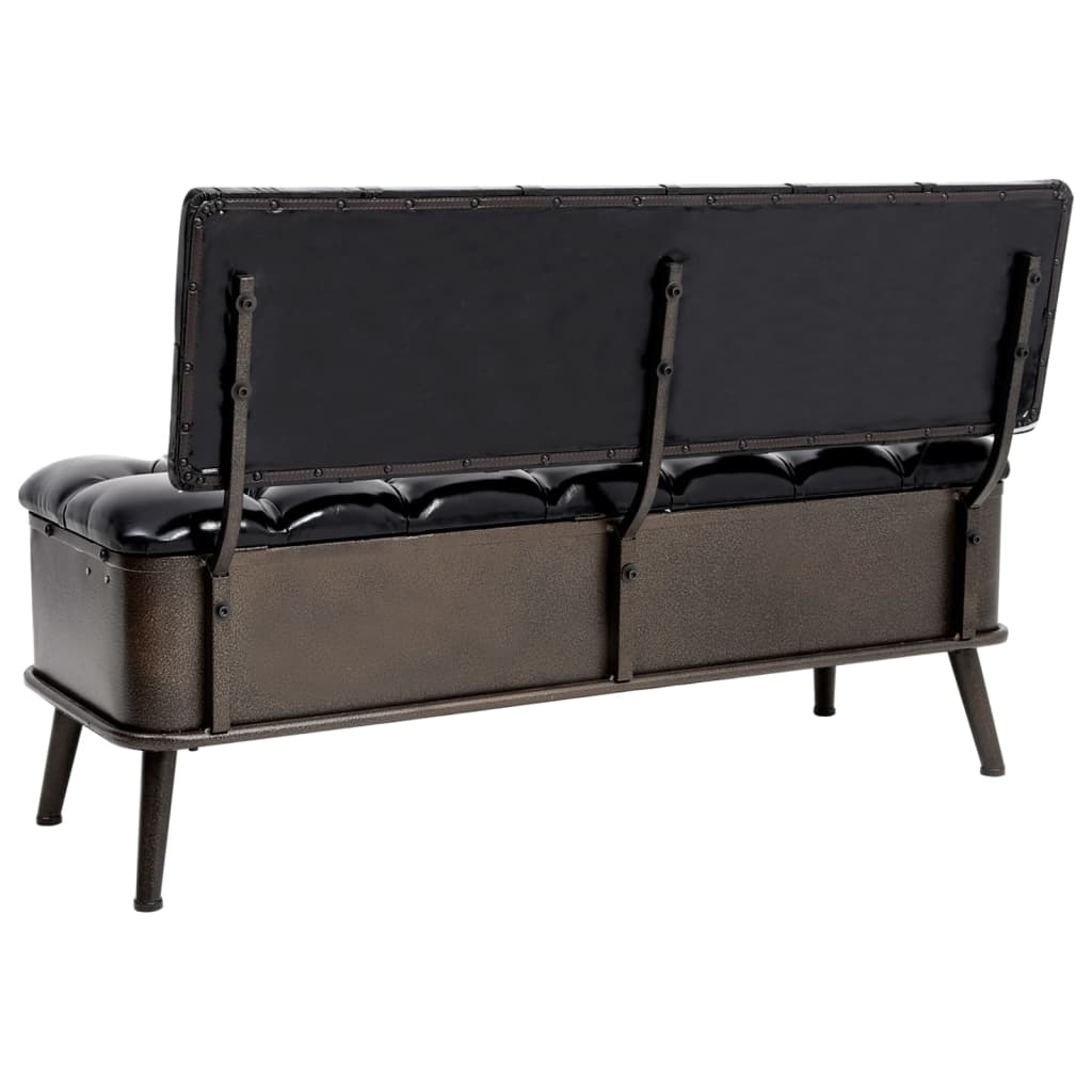 vidaXL Opbergbank met rugleuning 110 cm kunstleer zwart