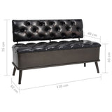 vidaXL Opbergbank met rugleuning 110 cm kunstleer zwart