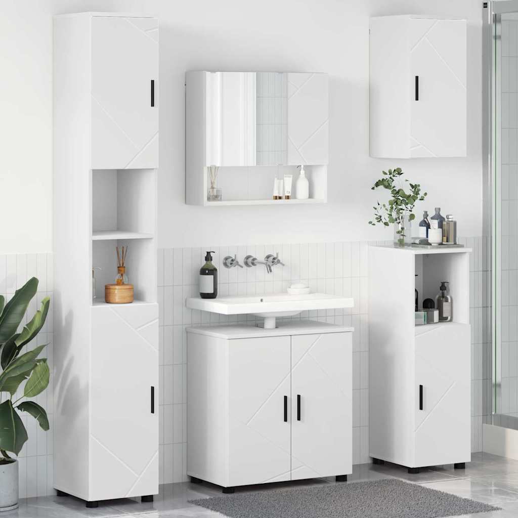 vidaXL Badkamermeubel Set met opslag 5 pcs Wit Bewerkt hout & Metaal