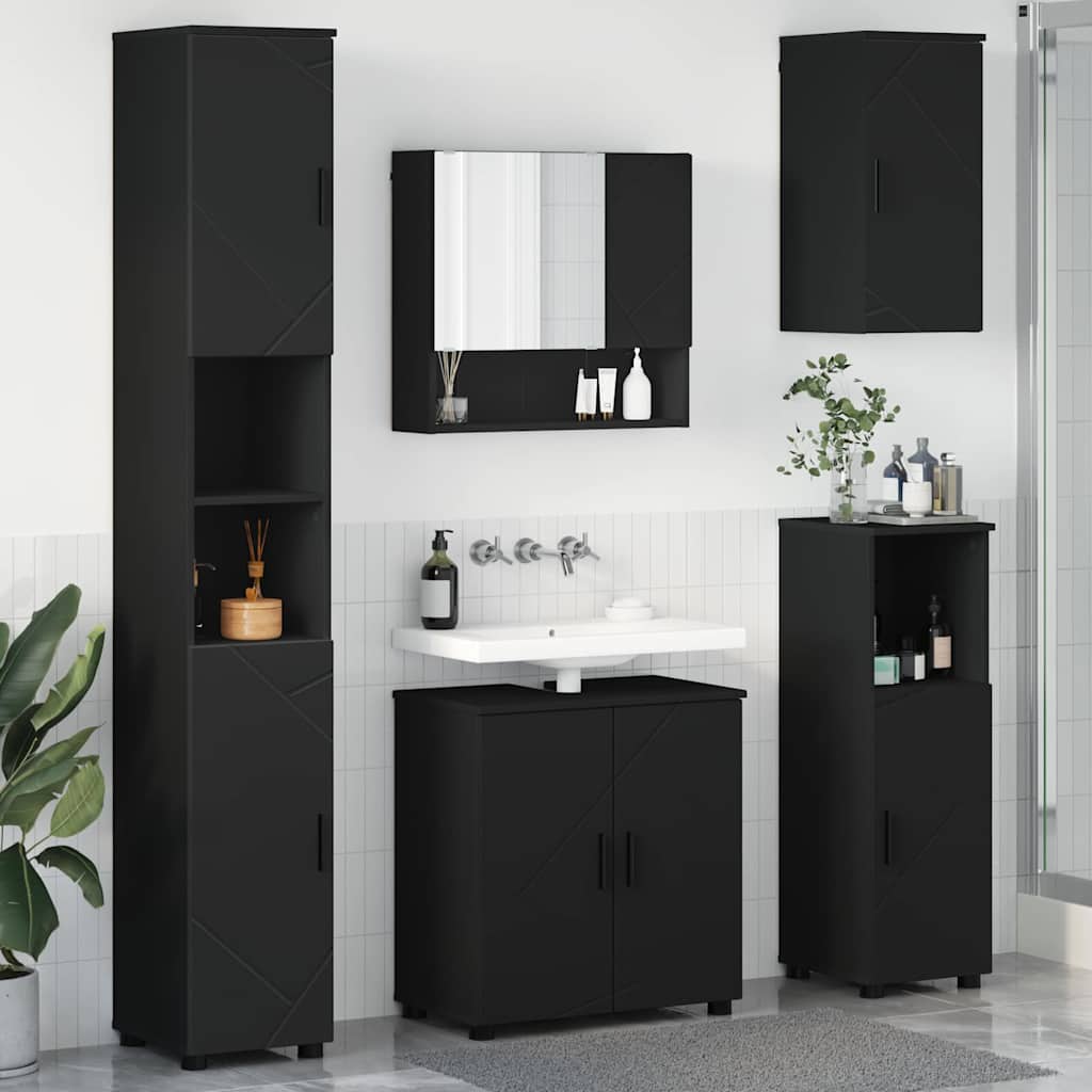 vidaXL Badkamermeubel Set met opslag 5 pcs Wit Bewerkt hout & Metaal