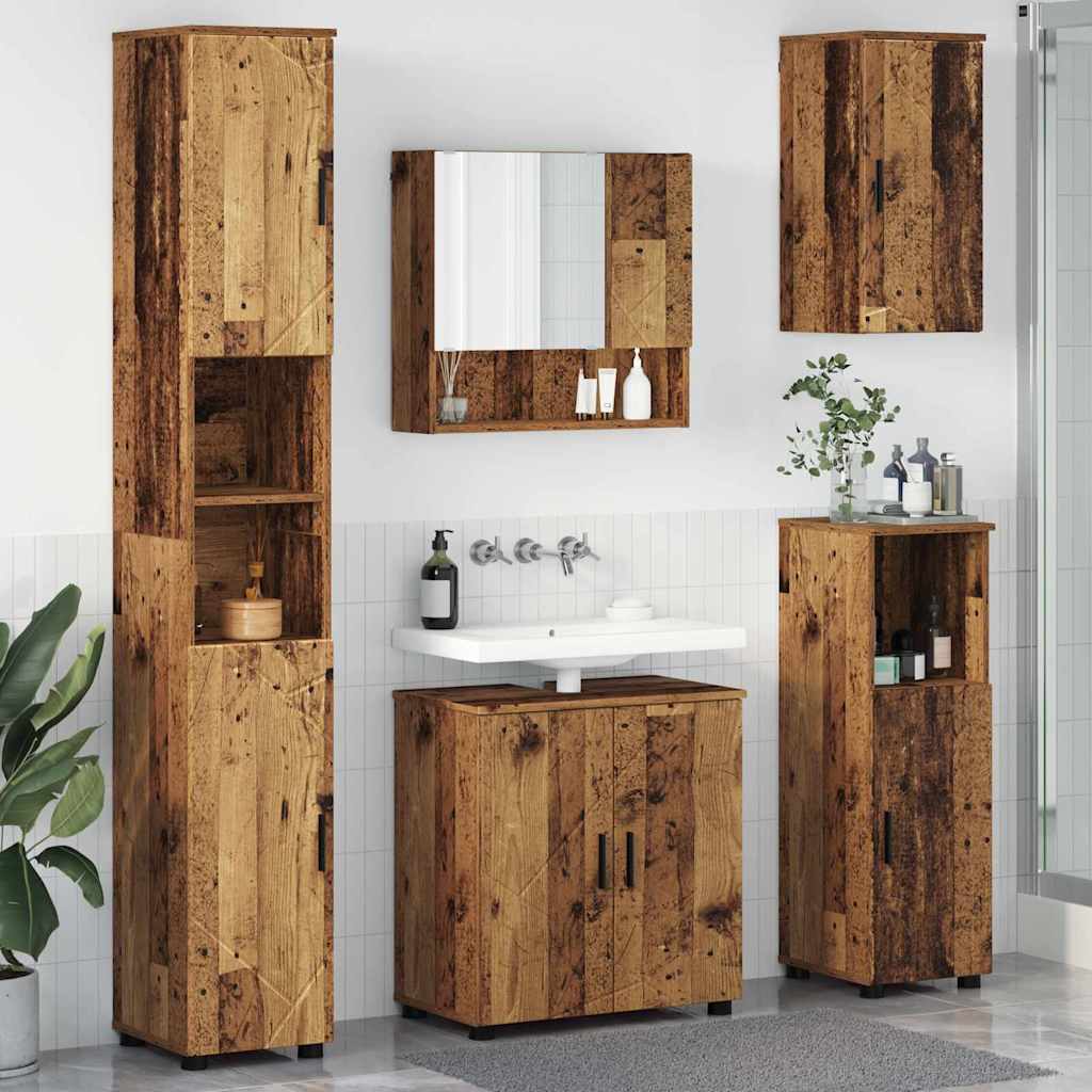 vidaXL Badkamermeubel Set met opslag 5 pcs Wit Bewerkt hout & Metaal