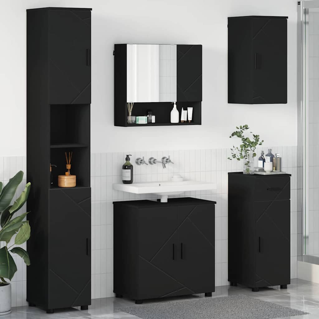 vidaXL Bathroom Furniture Set with Drawer 5 pcs White Engineered Wood & Metal