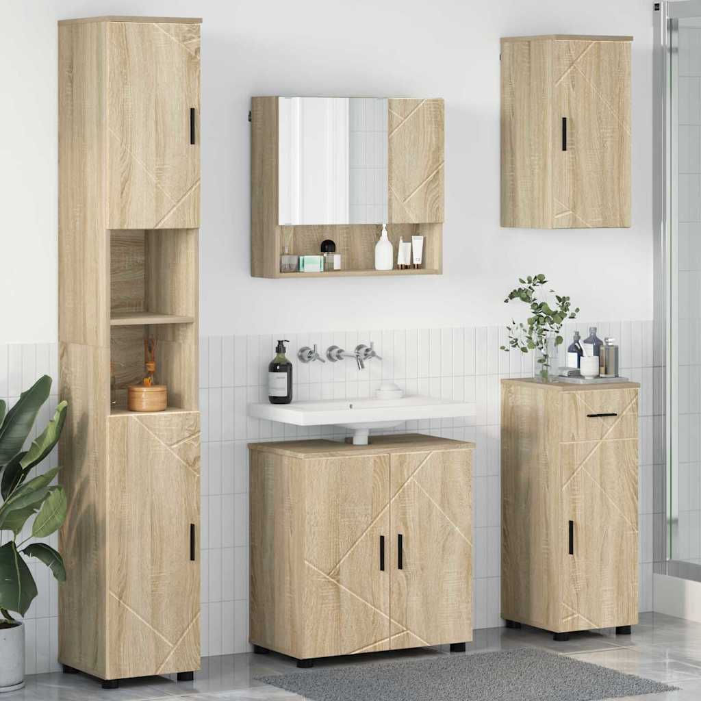 vidaXL Bathroom Furniture Set with Drawer 5 pcs White Engineered Wood & Metal