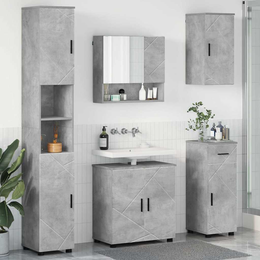 vidaXL Bathroom Furniture Set with Drawer 5 pcs White Engineered Wood & Metal