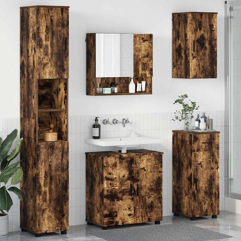 vidaXL Bathroom Furniture Set with Drawer 5 pcs White Engineered Wood & Metal
