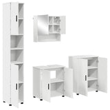 vidaXL Badkamermeubel Set met opslag 4 pcs Wit Bewerkt hout & Metaal