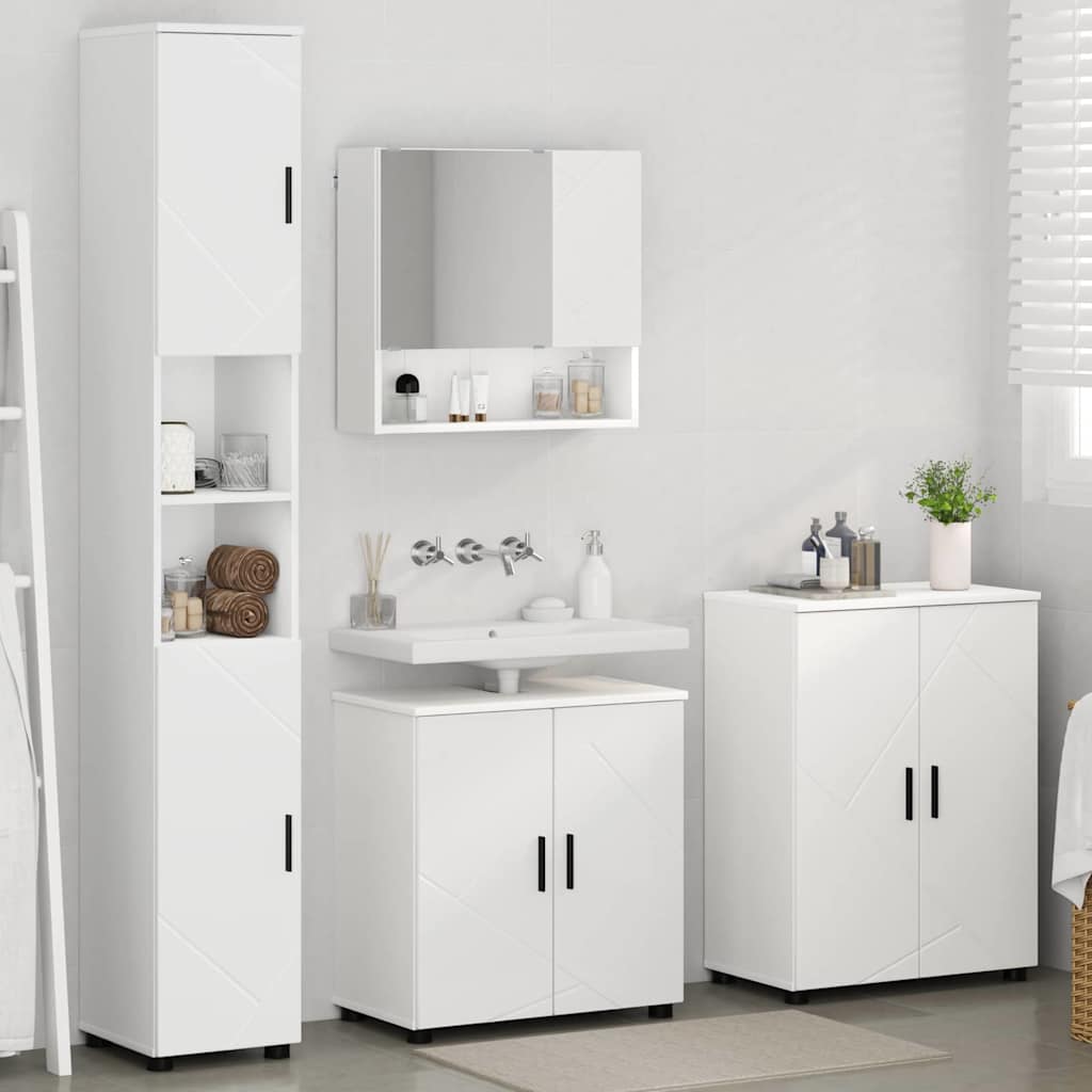 vidaXL Badkamermeubel Set met opslag 4 pcs Wit Bewerkt hout & Metaal