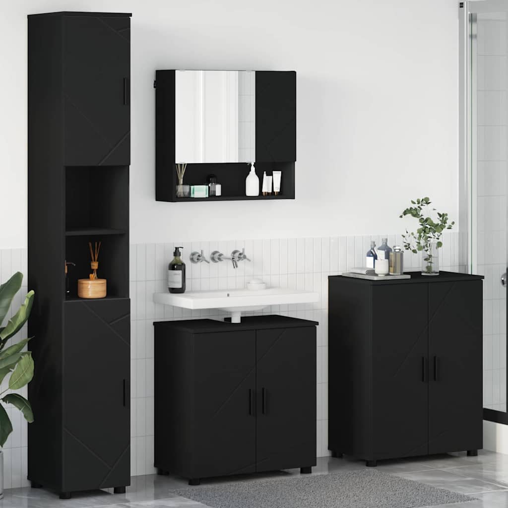 vidaXL Badkamermeubel Set met opslag 4 pcs Wit Bewerkt hout & Metaal