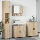 vidaXL Badkamermeubel Set met opslag 4 pcs Wit Bewerkt hout & Metaal
