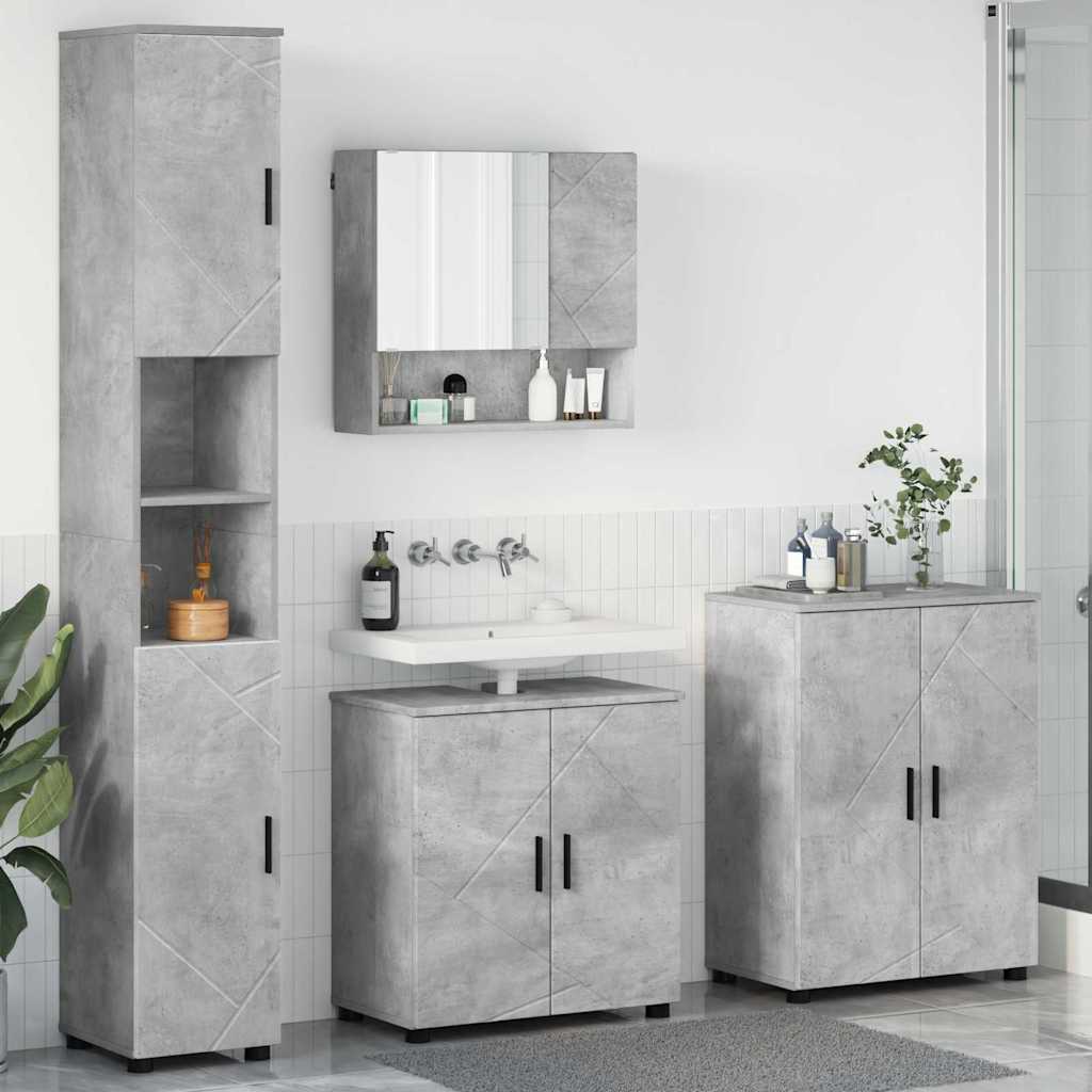 vidaXL Badkamermeubel Set met opslag 4 pcs Wit Bewerkt hout & Metaal