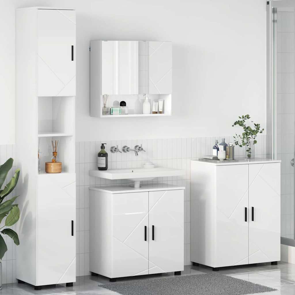 vidaXL Badkamermeubel Set met opslag 4 pcs Wit Bewerkt hout & Metaal