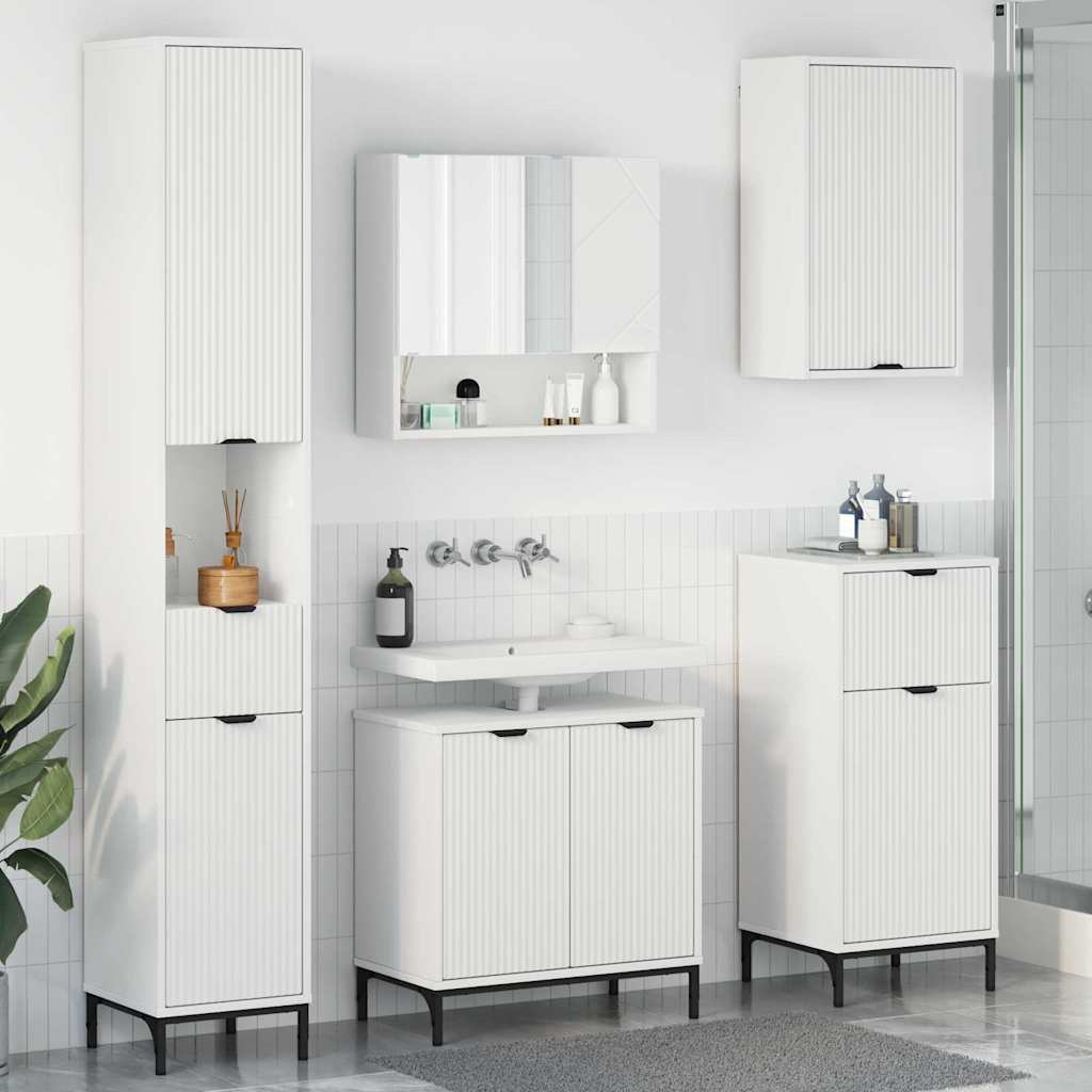 vidaXL Badkamermeubel Set met lade Wit Samengesteld hout, metaal