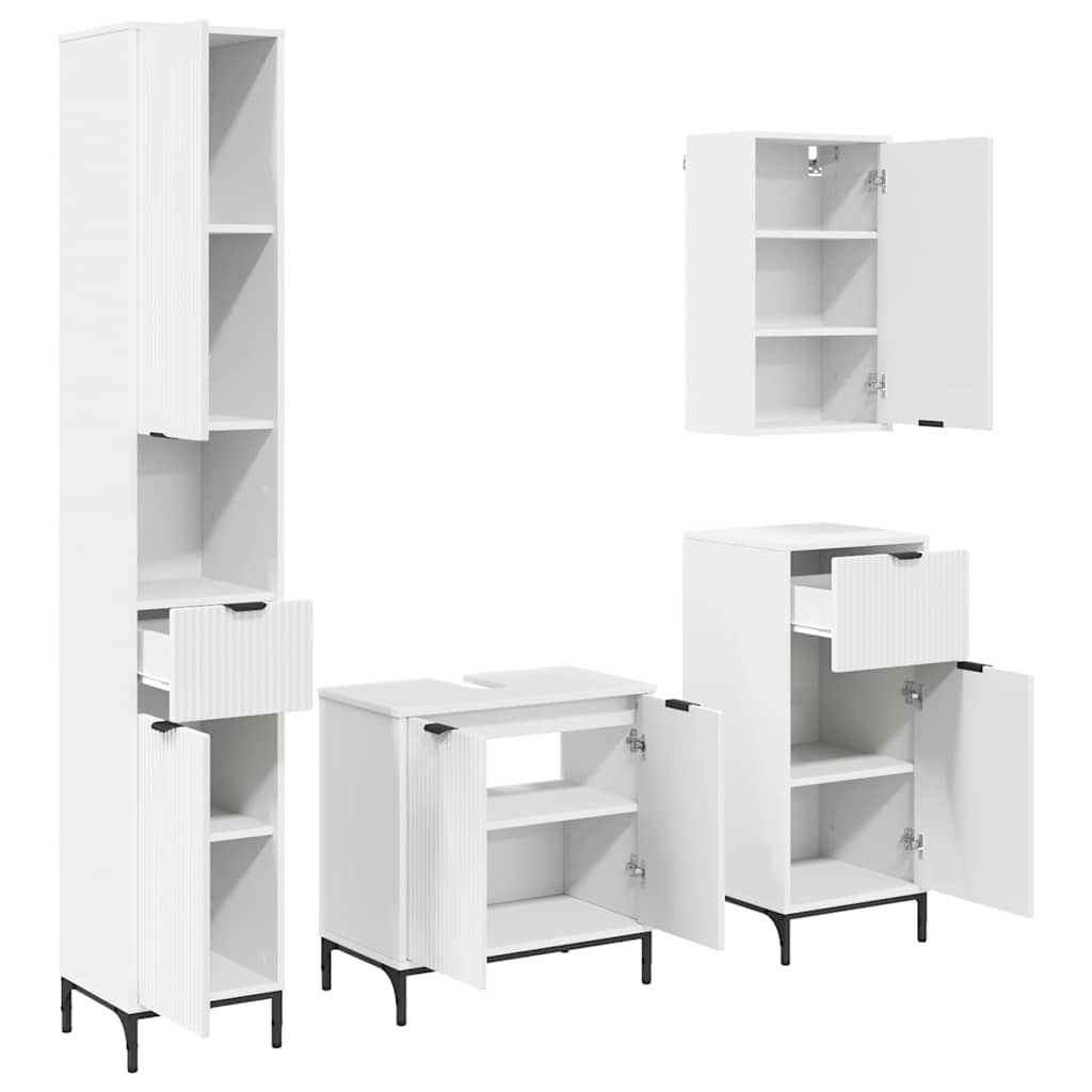 vidaXL Badkamermeubel Set met lade Wit Samengesteld hout, metaal