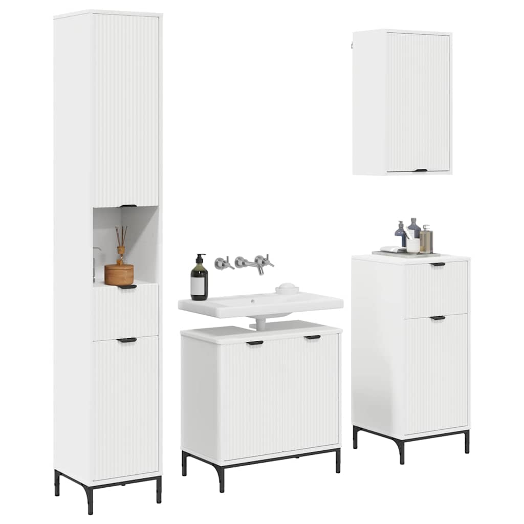 vidaXL Badkamermeubel Set met lade Wit Samengesteld hout, metaal
