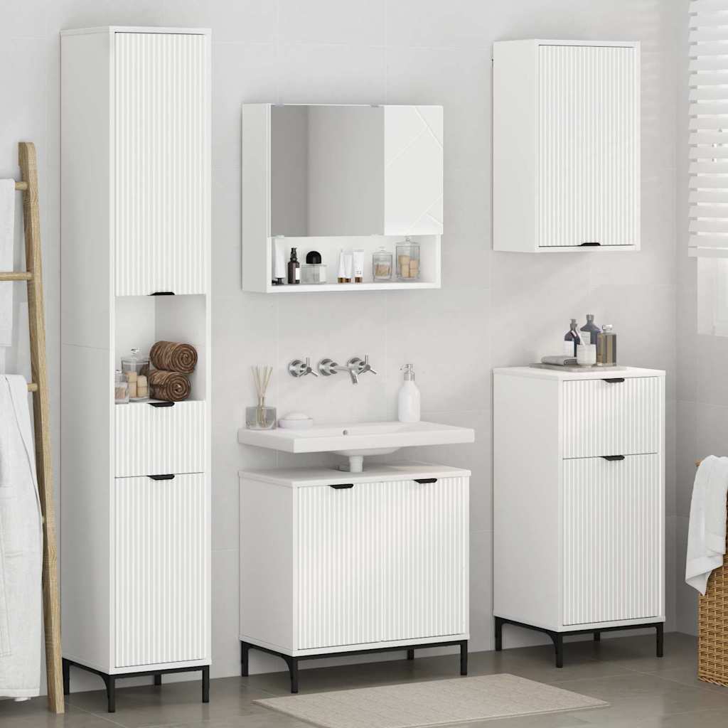 vidaXL Badkamermeubel Set met lade Wit Samengesteld hout, metaal