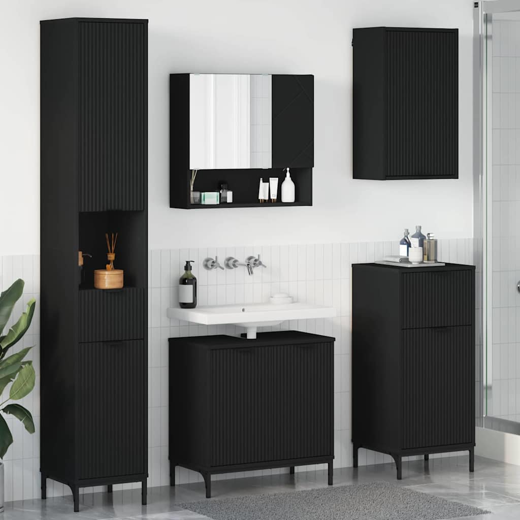 vidaXL Badkamermeubel Set met lade Wit Samengesteld hout, metaal