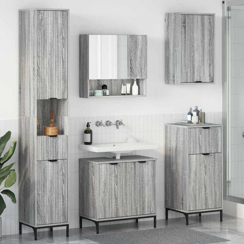 vidaXL Badkamermeubel Set met lade Wit Samengesteld hout, metaal