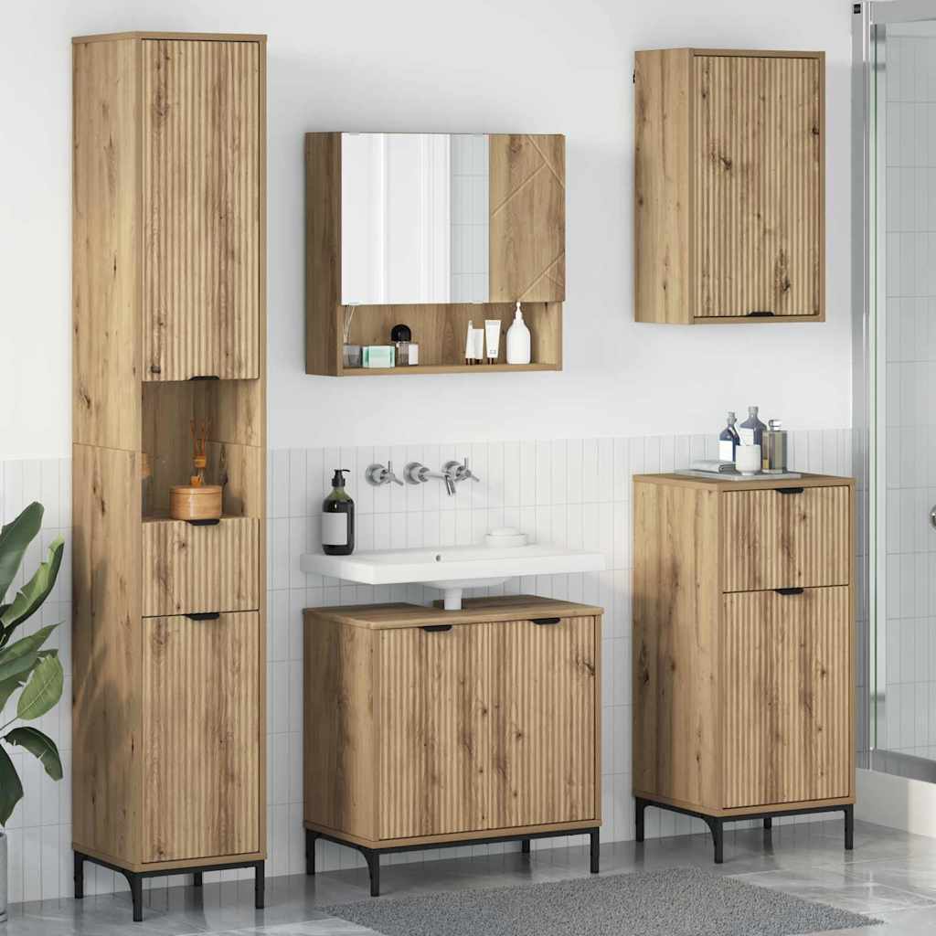 vidaXL Badkamermeubel Set met lade Wit Samengesteld hout, metaal