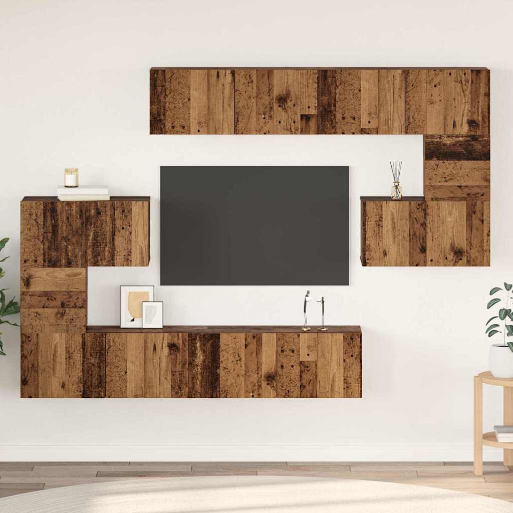 vidaXL 8-delige Tv-meubelset bewerkt hout wit