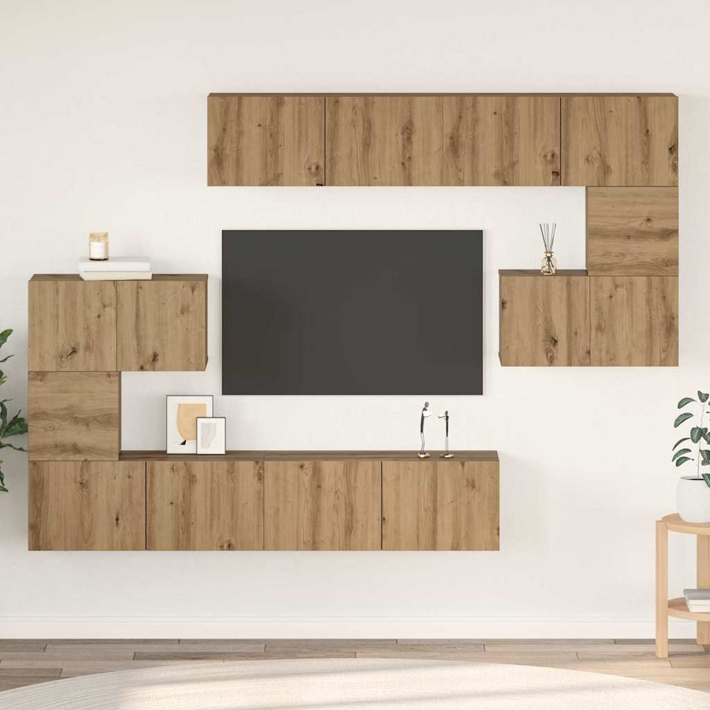 vidaXL 8-delige Tv-meubelset bewerkt hout wit