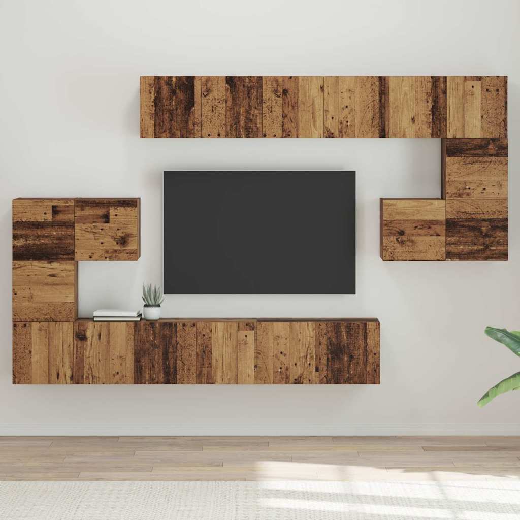 vidaXL 8-delige Tv-meubelset bewerkt hout wit