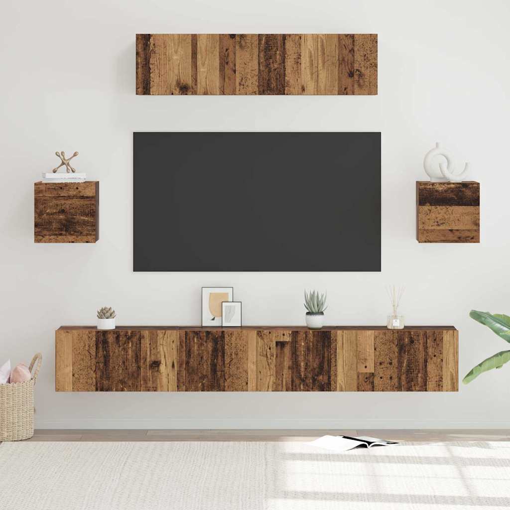 vidaXL 7-delige Tv-meubelset bewerkt hout wit