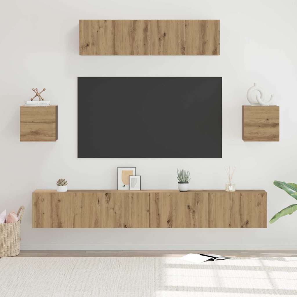 vidaXL 7-delige Tv-meubelset bewerkt hout wit
