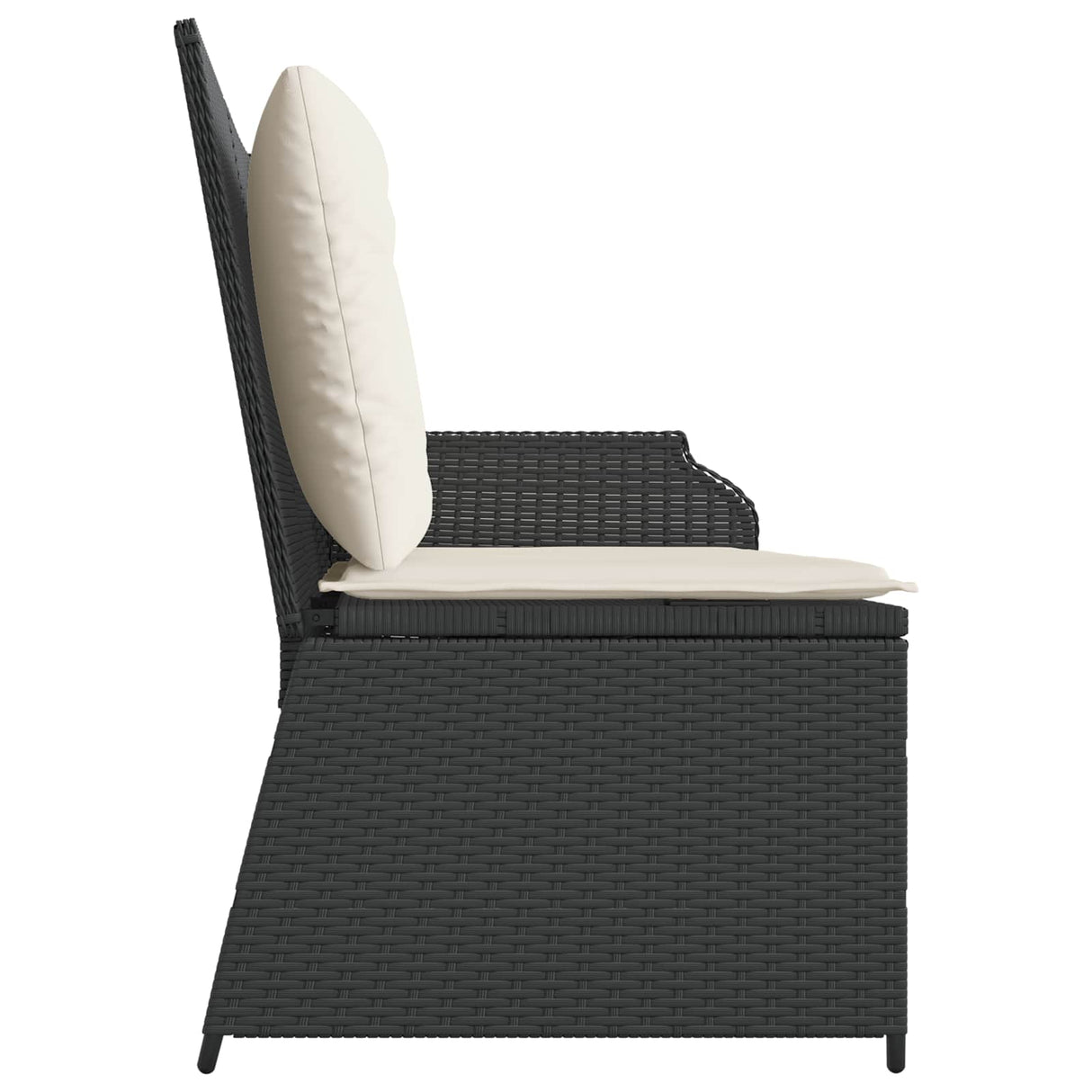 vidaXL Garden Bench with Cushion Black and Cream White Poly Rattan