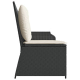 vidaXL Garden Bench with Cushion Black and Cream White Poly Rattan